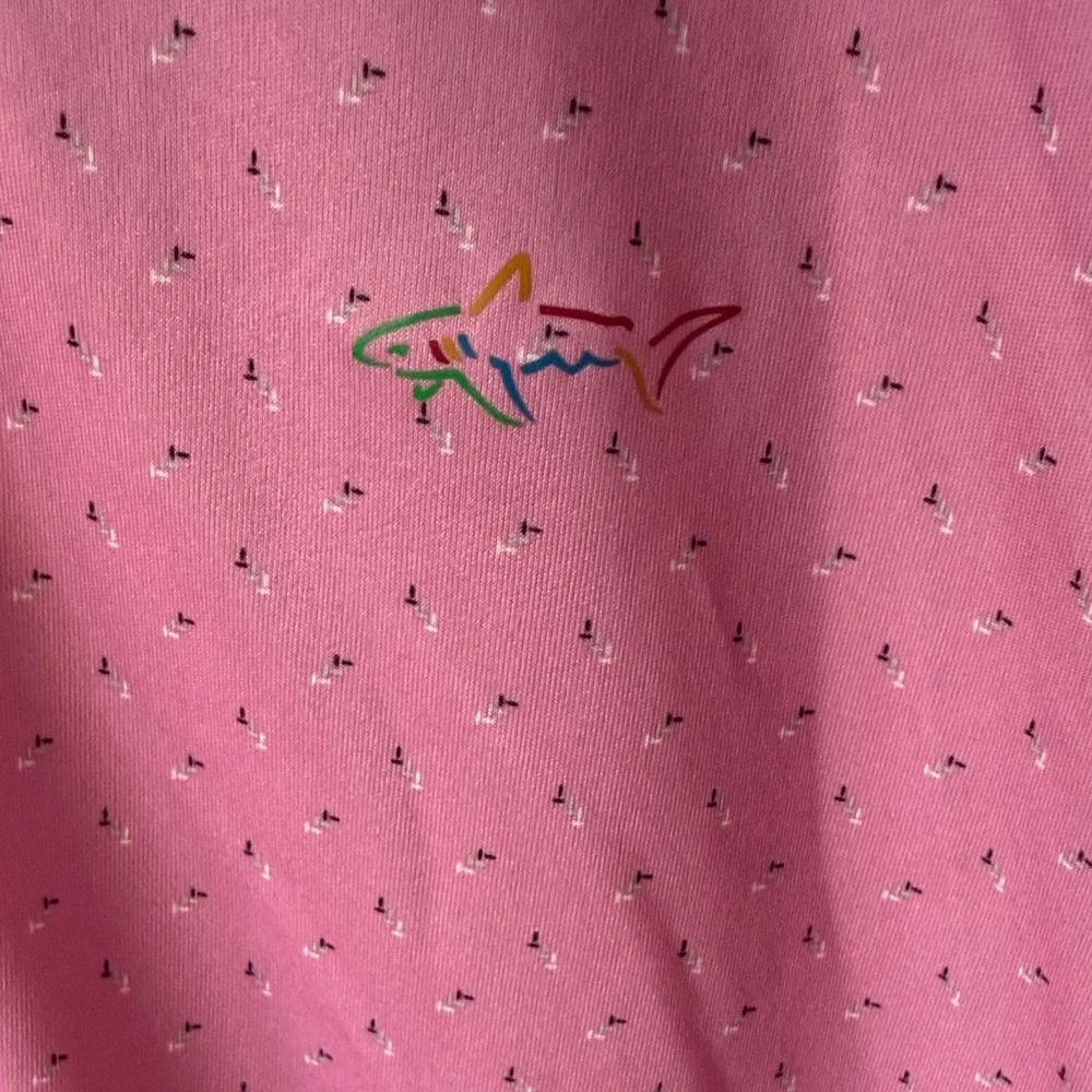 (107)Greg Norman Collection Men’s Pink Polo with Subtle Dot Texture